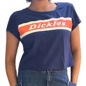 Dickies crop top tshirt, XL, navy blue with  classic logo